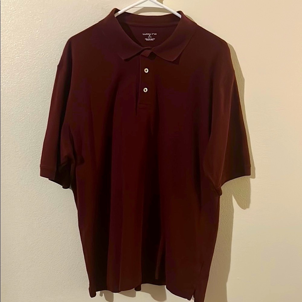 Lands' End Men's XL Pima Cotton Classic Golf Polo Short Sleeve Shirt - Burgundy